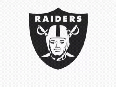 A Black And White Logo For The Raiders With The Words Deal With It Below It GIF