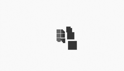 A Black And White Logo On A White Background That Looks Like A Building . GIF