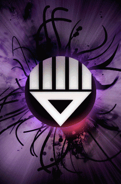 A Black And White Logo With A Triangle In The Center On A Purple Background GIF