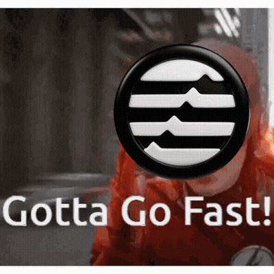 A Black And White Logo With The Words Gotta Go Fast Written Below It GIF