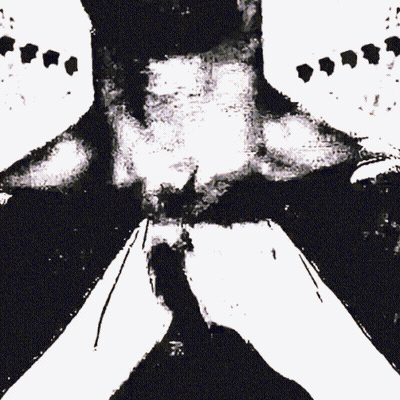 A Black And White Painting Of A Person 'S Torso GIF