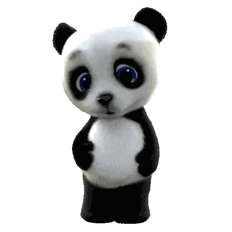 A Black And White Panda Bear With Blue Eyes Is Standing On A White Background Sticker