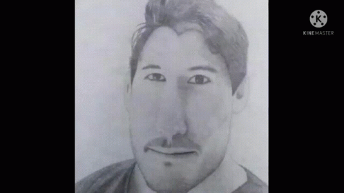 A Black And White Pencil Drawing Of A Man With A Beard And Mustache . GIF