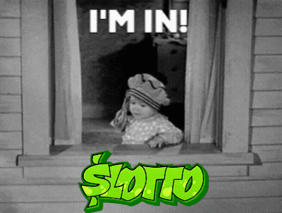 A Black And White Photo Of A Baby Looking Out Of A Window With The Words I 'M In Sloto GIF