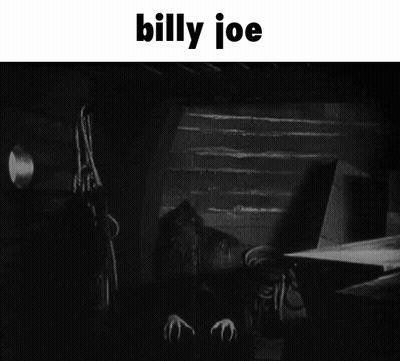A Black And White Photo Of A Billy Joe Monster GIF