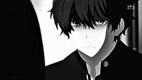 A Black And White Photo Of A Boy With Chinese Writing On The Bottom GIF