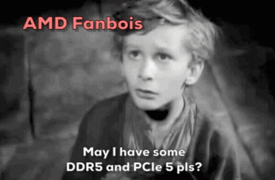 A Black And White Photo Of A Boy With The Words Amd Fanbois On Top GIF