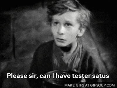 A Black And White Photo Of A Boy With The Words Please Sir Can I Have Tester Satus GIF