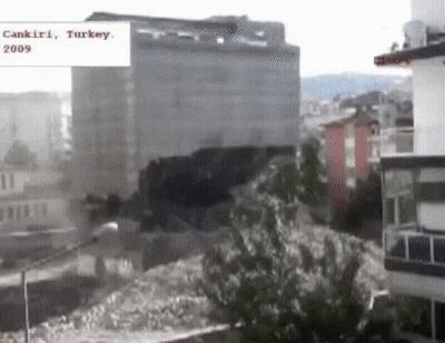 A Black And White Photo Of A Building In Cankiri , Turkey GIF