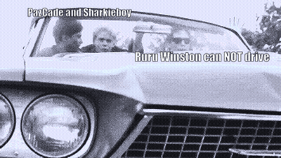 A Black And White Photo Of A Car With The Words " Ruru Winston Can Not Drive " On The Bottom GIF
