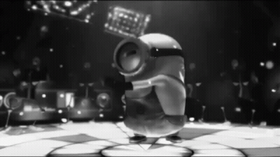 A Black And White Photo Of A Cartoon Character Dancing On A Dance Floor . GIF