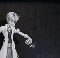 A Black And White Photo Of A Cartoon Character In A Lab Coat Holding A Light . GIF