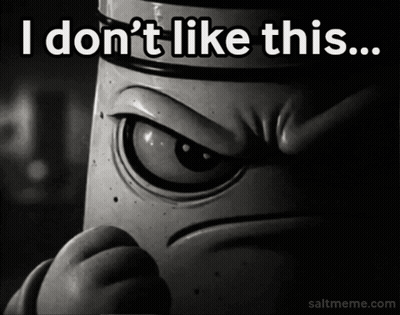 A Black And White Photo Of A Cartoon Character With The Caption " I Don 'T Like This ... " GIF