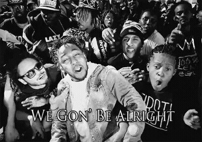 A Black And White Photo Of A Crowd With The Words We Gon ' Be Alright On The Bottom GIF