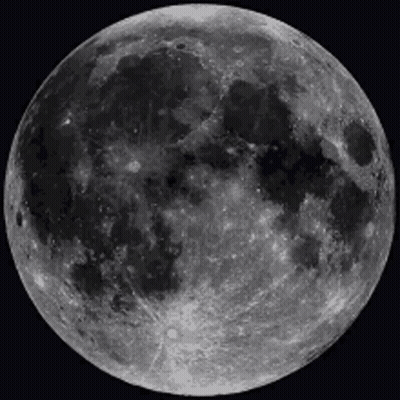 A Black And White Photo Of A Full Moon Against A Black Background GIF