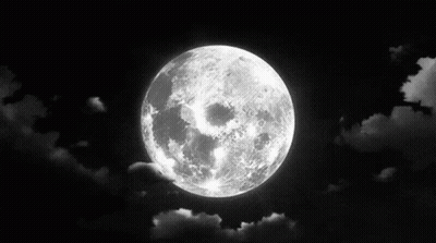 A Black And White Photo Of A Full Moon In The Night Sky GIF