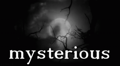 A Black And White Photo Of A Full Moon With The Word Mysterious In White Letters GIF