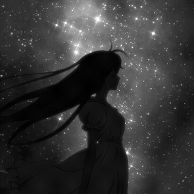 A Black And White Photo Of A Girl With Long Hair GIF