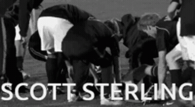 A Black And White Photo Of A Group Of People With The Name Scott Sterling GIF