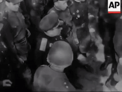 A Black And White Photo Of A Group Of Soldiers With The Letters Ap On The Bottom GIF