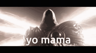 A Black And White Photo Of A Hooded Figure With The Words Yo Mama Written Below It GIF