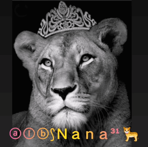 A Black And White Photo Of A Lion With A Tiara GIF
