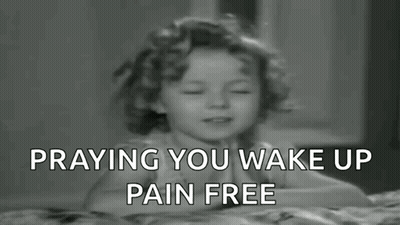 A Black And White Photo Of A Little Girl With The Words Praying You Wake Up Pain Free Below Her GIF