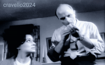 A Black And White Photo Of A Man And A Woman With The Year 2024 GIF