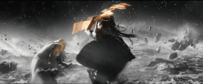 A Black And White Photo Of A Man And Woman Fighting GIF