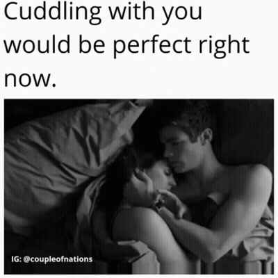 A Black And White Photo Of A Man And Woman Hugging With The Caption " Cuddle With You Would Be Perfect Right Now " GIF