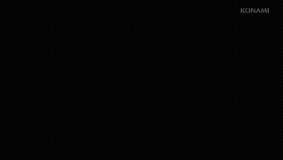 A Black And White Photo Of A Man Crossing A Street With Konami Written On The Bottom Right Corner GIF