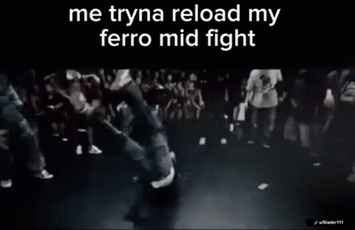 A Black And White Photo Of A Man Dancing With The Words Me Tryna Reload My Ferro Mid Fight GIF
