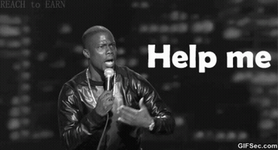 A Black And White Photo Of A Man Holding A Microphone And The Words Help Me GIF