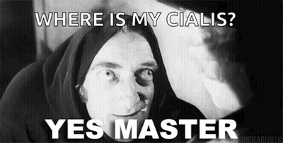 A Black And White Photo Of A Man In A Hood Asking Where Is His Cialis . GIF