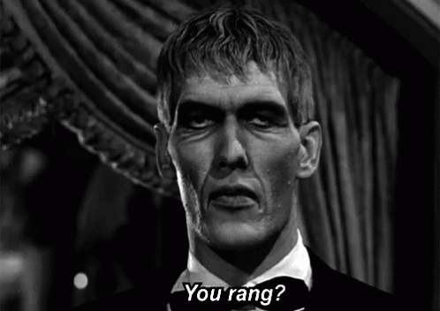 A Black And White Photo Of A Man In A Tuxedo Saying You Rang GIF