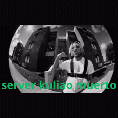 A Black And White Photo Of A Man In Front Of A Building With The Words Server Kuliao Muerto GIF