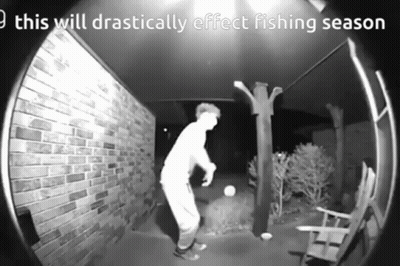 A Black And White Photo Of A Man Playing With A Ball With The Caption This Will Drastically Effect Fishing Season GIF