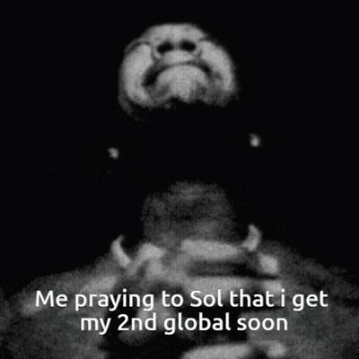A Black And White Photo Of A Man Praying With A Caption That Says Me Praying To Sol That I Get My 2Nd Global Soon GIF
