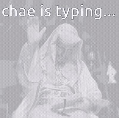 A Black And White Photo Of A Man Reading A Book With The Words Chae Is Typing GIF