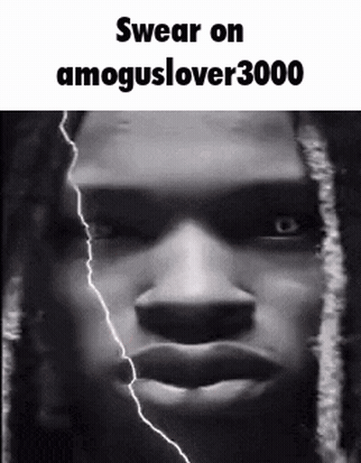A Black And White Photo Of A Man 'S Face With A Lightning Bolt Coming Out Of His Mouth . GIF