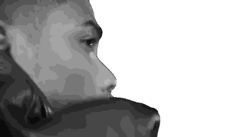 A Black And White Photo Of A Man 'S Face With A White Background Sticker