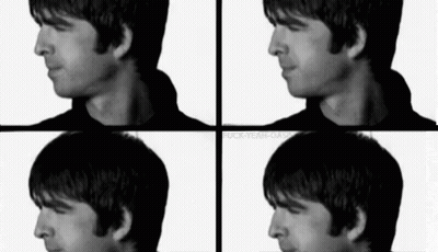 A Black And White Photo Of A Man 'S Face With Four Different Angles Of His Face . GIF