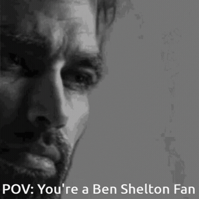 A Black And White Photo Of A Man 'S Face With The Caption " You 'Re A Ben Shelton Fan " GIF