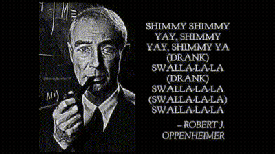 A Black And White Photo Of A Man Smoking A Pipe With A Quote By Robert J. Oppenheimer GIF