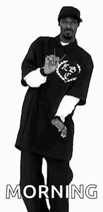 A Black And White Photo Of A Man Wearing A Hat And A Shirt With The Word Morning On It GIF