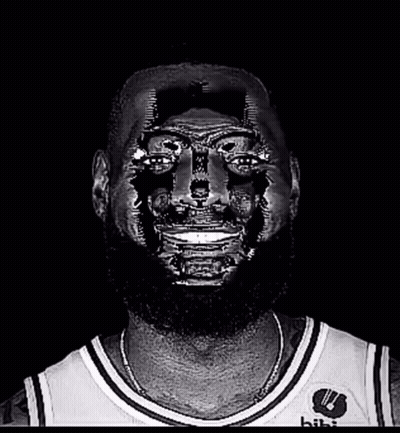 A Black And White Photo Of A Man Wearing A Shirt That Says ' Bits ' On It GIF