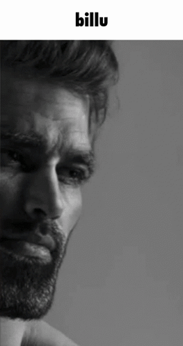 A Black And White Photo Of A Man With A Beard And The Caption Billu GIF