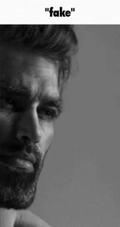 A Black And White Photo Of A Man With A Beard And The Caption " Fake " GIF