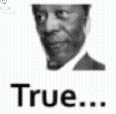 A Black And White Photo Of A Man With A Beard And The Words `` False '' Written Below Him . GIF