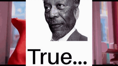 A Black And White Photo Of A Man With A Beard On A White Background With The Words `` True '' . GIF